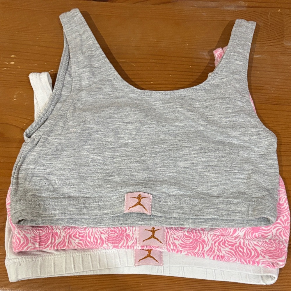 Danskin Gray and Pink Kids 3 Cotton Bras